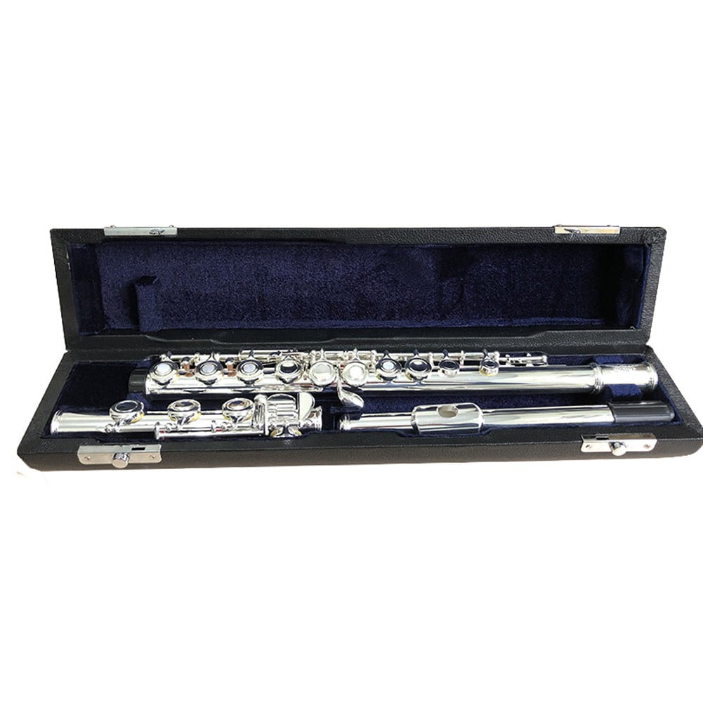 Portable 17 Holes Flute Case Cover Black Leather Wooden Flute Bag