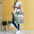 thumbnail image 4 of FORMRS Womens Canvas Tote Bag with Zipper Inner Pocket Shoulder Handbag, Floral Forest Pattern, 4 of 7