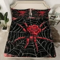 thumbnail image 3 of Feelyou Red Rose Spider Twin Sheet Sets for Couple, Romantic Anniversary Twin Fitted Sheet, Modern Gothic Fashion Flat Sheet, Luxury Bedroom Decor, 3pcs, 3 of 8