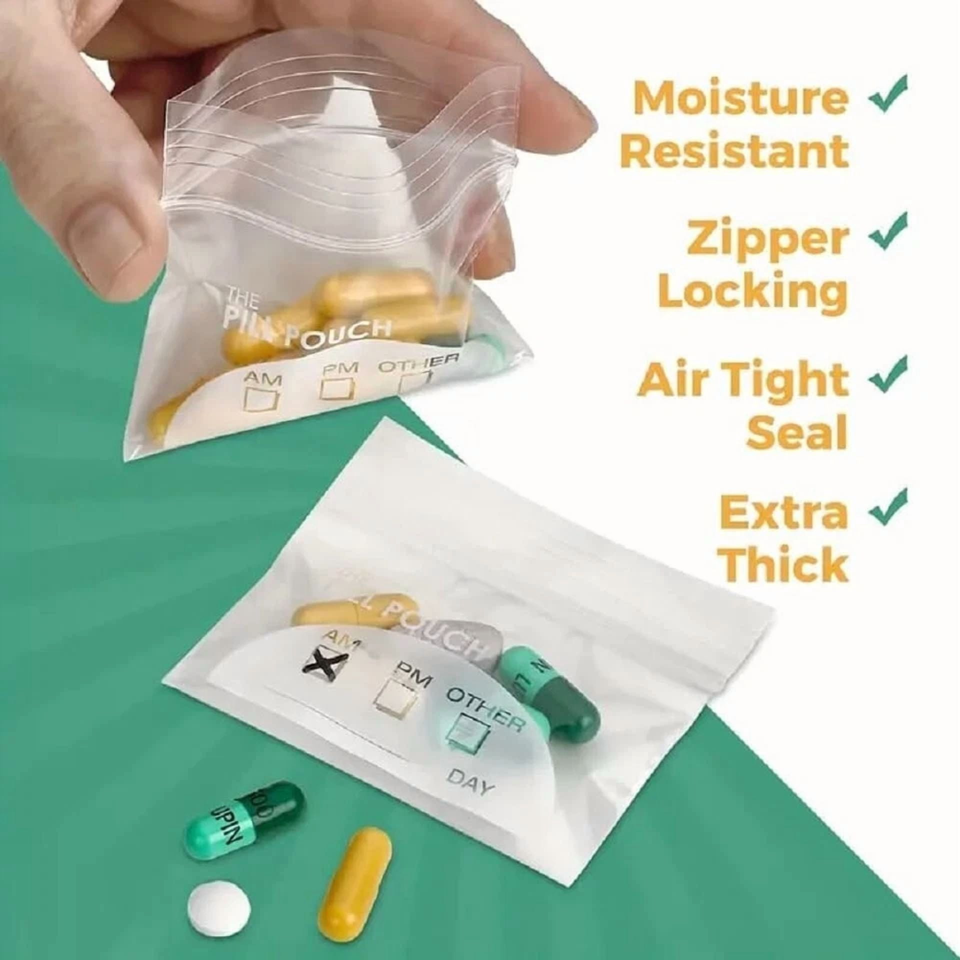 200-Piece Zippered Pill Pouches For Vitamins, Medications Organizer F
