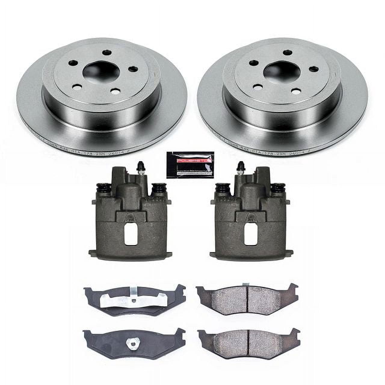 PowerStop Rear Stock Replacement Brake Pad and Rotor Kit with Calipers Fits: DODGE Select Models KCOE1687A