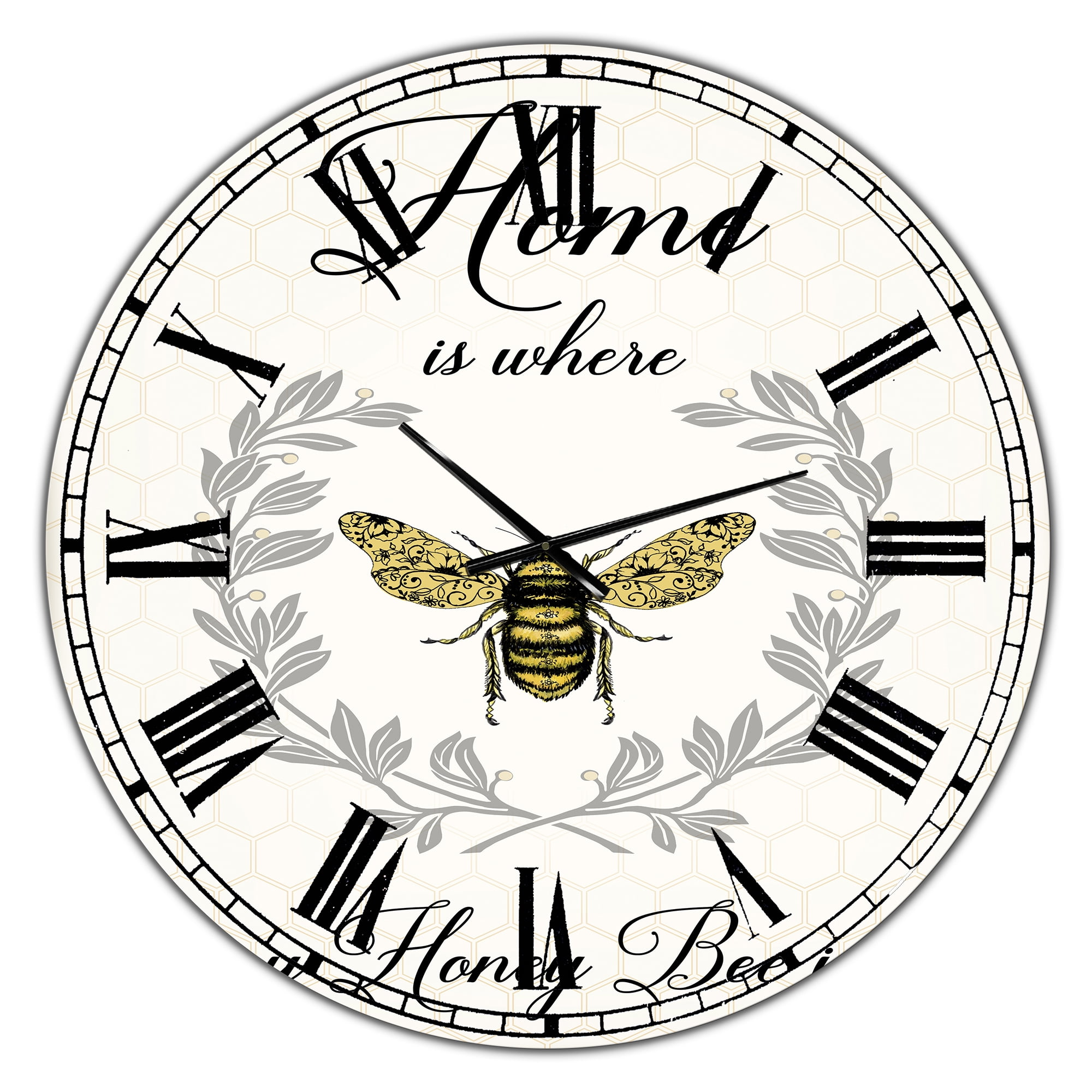 Designart 'Honey Bee A' Oversized Cottage Wall Clock