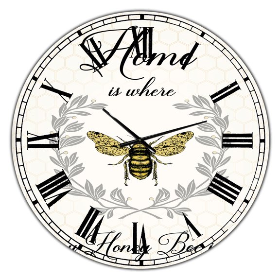 Designart Large Off-White Analog Round Cottage Wall Clocks, CLM25430-C38