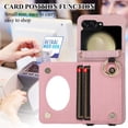 thumbnail image 3 of ELEHOLD for Samsung Galaxy Z Flip 6 Case, Luxury PU Leather Ring Kickstand Card Slot Mirror Make Up Zipper Purse Shockproof Cover with Wrist/Shoulder Strap for Samsung Galaxy Z Flip 6,Purple, 3 of 7