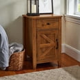 thumbnail image 2 of Tcbosik Modern Night Stand with Charging Station, 13.7" End Table with Barn Door and Storage Drawer, Farmhouse Bedside Table with Shelf for Living Room, Bedroom, Space Saving, Antique Brown, 2 of 9