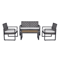 thumbnail image 5 of Patio Furniture Set, Outdoor Furniture, 4-Piece Conversation Set with Acacia Wood Table, PE Rattan Wicker Chairs and Waterproof Cushions, Modern Brown, 5 of 6