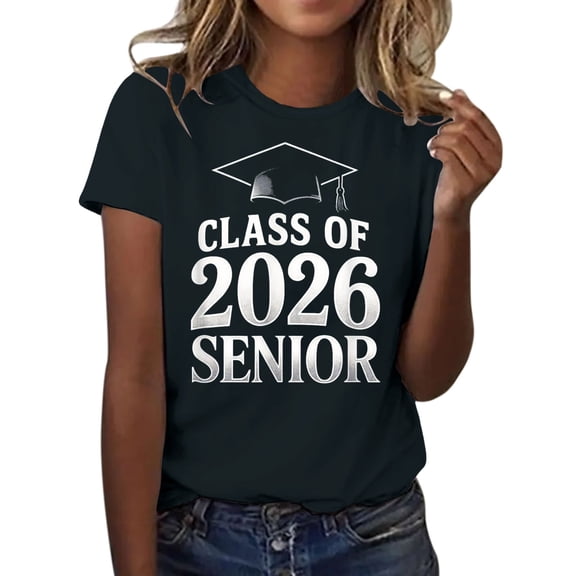 MEICHEN Graduation Gifts for Her: Class Of 2026 Senior 26 High School Graduation T Shirt Womens Spring Summer Tops