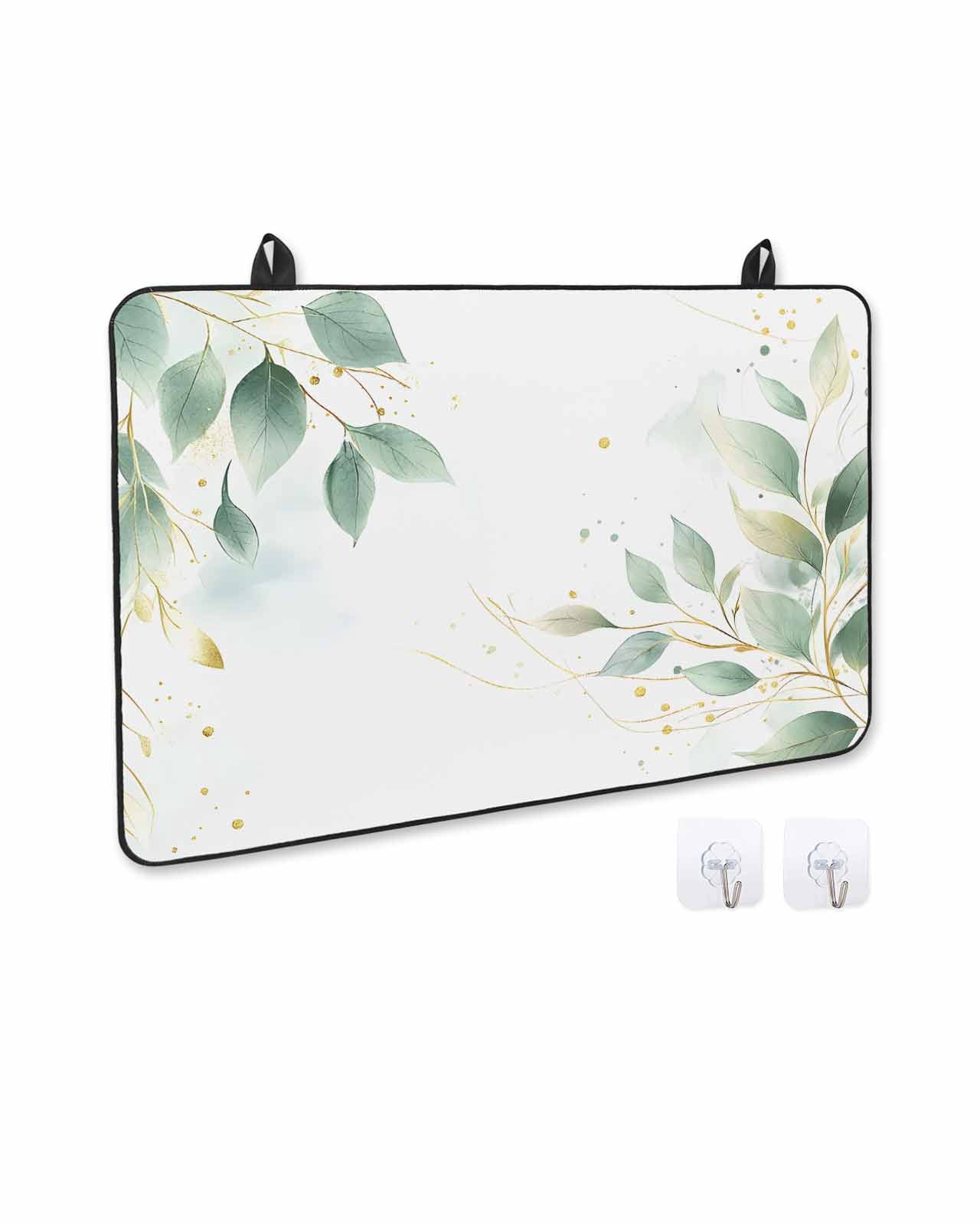 nqOlkjepod Large Induction Cooktop Protector Mat 24"x21", Summer Green Leaves Stove Top Covers for Electric Stove, Pastoral Spring Country Plants Stove Burner Cover Mats, Glass Top Stove Cover
