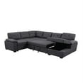 thumbnail image 3 of Alexent L-Shaped Sleeper Sectional Sofa with Storage Chaise, High-Density Foam Upholstered Convertible Pull-Out Bed, Tufted Linen Fabric Couch for Living Room, Apartment, Dark Gray, 3 of 8