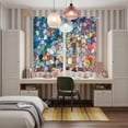 thumbnail image 5 of Colorful Stone Kitchen Curtains 84 Inch Length, Rainbow Abstract Oil Painting Brushwork Grommet Top Bedroom Living Room Curtains, Light Filtering Cafe Curtain Drapes 2 Panels Set 104''x84'', 5 of 9