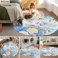 thumbnail image 5 of Large Round Rug 8Ft Washable Non-Slip, Blue Spring Floral Circle Area Rugs for Living Room Bedroom, Pink Flowers Elegant Botanical Farmhouse Indoor Floor Mats Carpet Runner for Home Decor, 5 of 8