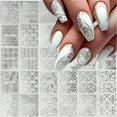 thumbnail image 7 of 30 Sheets Silver Nail Art Sticker Silver Nail Decals 3D Glitter Plastic Hollow Floral Lace Flower Luxury Mixed Pattern Art Design Manicure Tips Stickers Accessories, 7 of 7