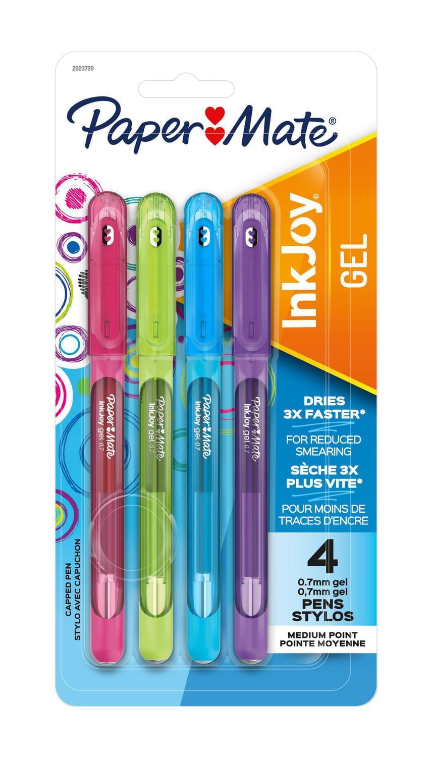 Paper Mate InkJoy Pens, Capped Gel Pens, Medium Point (0.7 mm), Assorted Colours