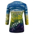 thumbnail image 4 of Blouses pour Femmes Mode Été 2023 Mode Imprimée Manches Mi-Longues Col Rond Tee-Shirt Décontracté Blouses Femmes Été en Liquidation, 4 of 5