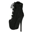 thumbnail image 3 of Breckelles AH99 Women Nubuck Almond Toe Gold Plating Platform Stiletto Heel Ankle Bootie, 3 of 5