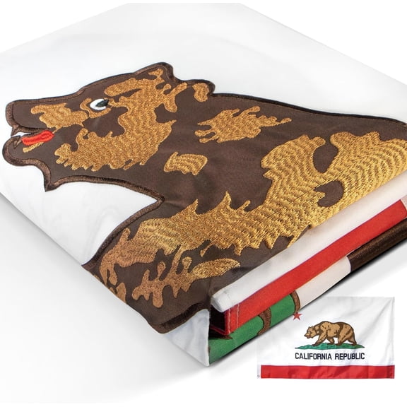 Anley EverStrong Series Embroidered California State Flag 3x5 Feet - Heavy Duty Canvas Header - Californian CA Flags 210D Polyester