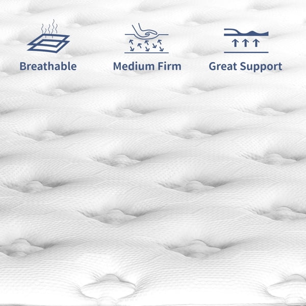 Queen Size Mattress in a Box 12 Inch Memory Foam Hybrid Mattress with Pocketed Springs Medium Firm Support Motion Isolation Edge Support Night Trial