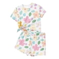 thumbnail image 4 of Hrsba Summer Casual Print Crew Neck Short Sleeve T Shirt Shorts Fashion Sports 2 Piece Set Girls Casual Outfit, 4 of 7
