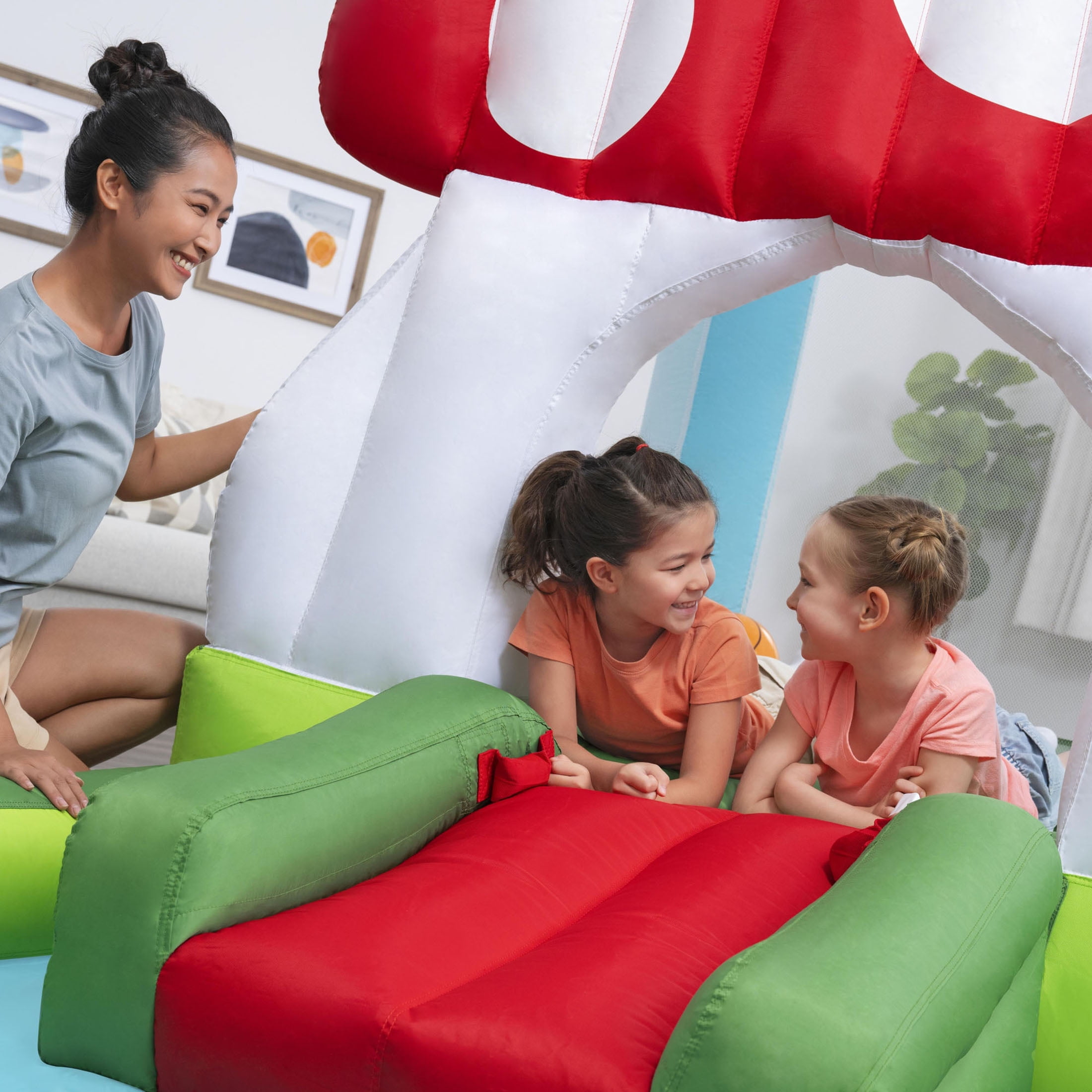 H2OGO! Mushroom Totlot Bounce House with Pool & Basketball Hoop, Indoor/Outdoor, Ages 3+