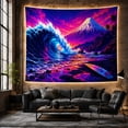 thumbnail image 6 of Ocean Waves Digital with Sunset Sunrise Massive Curling, Mystical Fantasy for Space Lovers, Galaxy Room Decor, Housewarming Gift, Tapestry Wall Hanging for Bedroom and Dorm, 6 of 7