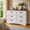 Black and White, variant on Aiho Large modern 6-Drawer Wooden Dresser, Horizontal Chest with Wide Top & Deep Storage for Bedroom, Hallway,white