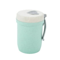 Cinvoph 12oz Breakfast Cup Double-walled Insulated Microwave-safe for Hot Cold Drinks Oatmeal Coffee Portable Water Bottle for Home Office, Light Green