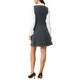 thumbnail image 3 of INSPIRE CHIC Pinafore Dress for Women's A-Line Double Breasted Overalls Suspenders L Dark Grey, 3 of 5