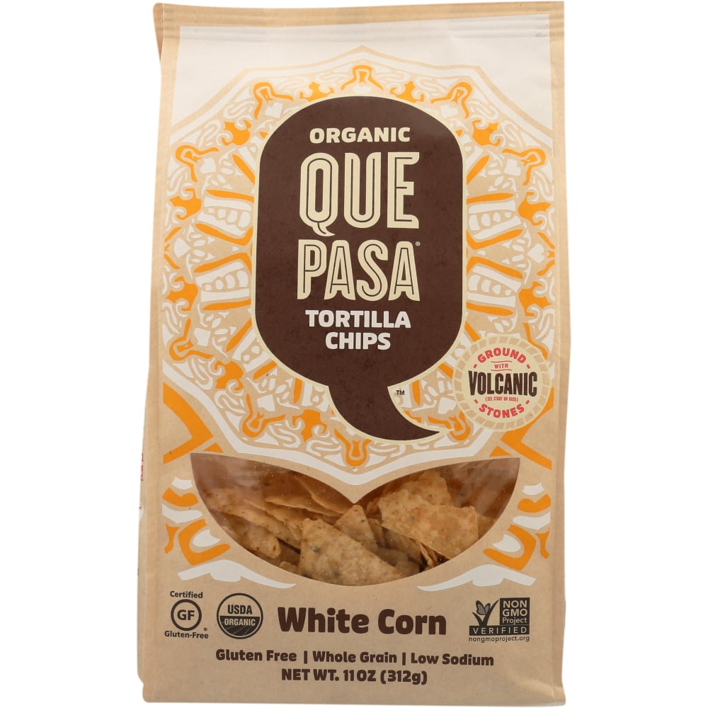 QUE PASA Organic White Corn Tortilla Chips, 11 oz