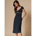 thumbnail image 3 of DARING DIVA Vintage Retro Classic Cap Sleeve Midi Polka Dot Dress M Dark Blue, 3 of 6