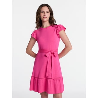 hot pink floral dress Always Ready One Shoulder Floral Print Mini Dress