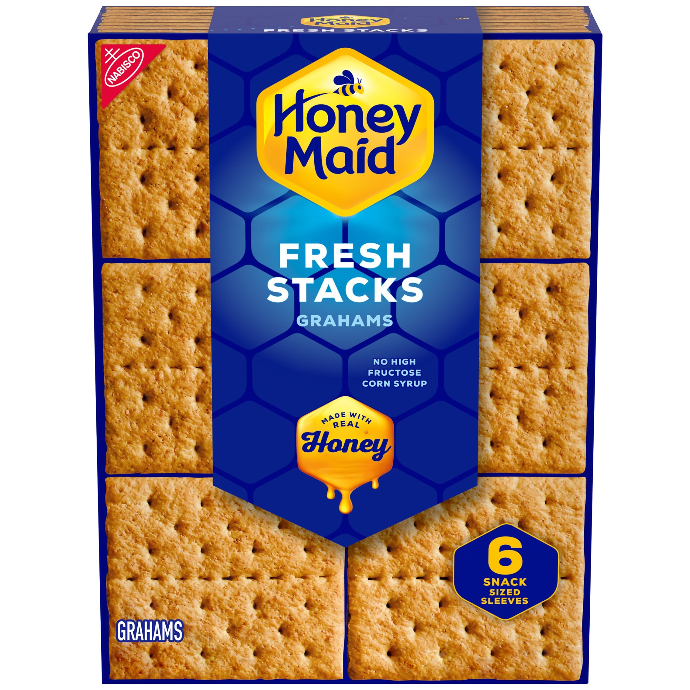 HONEY MAID Fresh Stacks Graham Crackers, Travel Snacks, 12.2 oz (6 Multi Snack Packs)