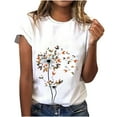 thumbnail image 1 of T-shirts d'Été Décontractés pour Femmes Col Rond Manches Courtes Tee Graphique Tendance Basique Confortable Coupe Ample Blouses Chandail, 1 of 6