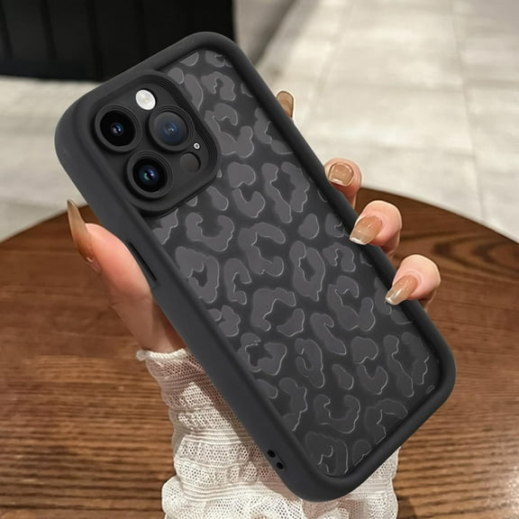 Compatible with iPhone 14 Pro Case, Cheetah Print Shockproof Soft TPU Protective Case for Women Girls, Slim Anti Scratch Leopard Case for iPhone 14 Pro 6.1 Inch, Black