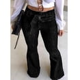 thumbnail image 5 of Womens Denim Pants High Waist Boot Cut Trousers Skinny Bell Bottom Mom Jeans Black S, 5 of 8