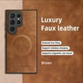 thumbnail image 3 of ELEHOLD PU Leather Case For Samsung Galaxy S22 Ultra Slim Magnetic Shockproof Cover, [MagSafe Compatible], [Lens&Screen Protection], Drop protection Case - Brown, 3 of 11