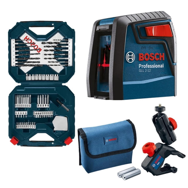 Nivel Láser Bosch GLL 2-12 con soporte + Puntas y Brocas azul Estandar