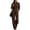 Brown, variant on Women Collared Long Sleeve Workwear Utility Jumpsuit, Elastic Waistband Multi Pocket Wide Leg Style for Weekend Trip Army Green XL