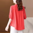 thumbnail image 3 of V Cuello Blusas para las Mujeres, de Moda Retro Bordado Cuello Redondo Cinco Cuartos de Manga para el Uso Casual, 3 of 5