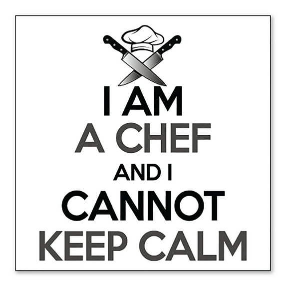 DistinctInk Custom Bumper Sticker - 3" x 3" Decorative Decal - White Background - I Am the Chef Cannot Keep Calm