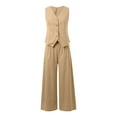 thumbnail image 4 of Trendy Women's Trousers Suit Set with Sleeveless Vest and Wide Leg Pants for Casual Styling, 4 of 5