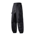 thumbnail image 2 of WIZUTIZ Men's Nylon Cargo Jogger Pants with Zipper Large Pocket Solid Color Elastic Drawstring Waist Outdoor Trousers, 2 of 6