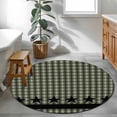 thumbnail image 4 of 4ft Round Rug, Sage Green Black Plaid Non-Skid Rubber Backing Large Area Rugs - Living Room Bedroom Home Office, Vintage Star Buffalo Check Rustic Indoor Floor Mat Carpets Washable Rug, 4 of 9