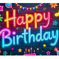 thumbnail image 4 of Neon Style Happy Birthday Banner with Party Elements Background for Birthday Party Decoration Photography Props Party Supplies Backdrop Decors, 4 of 5