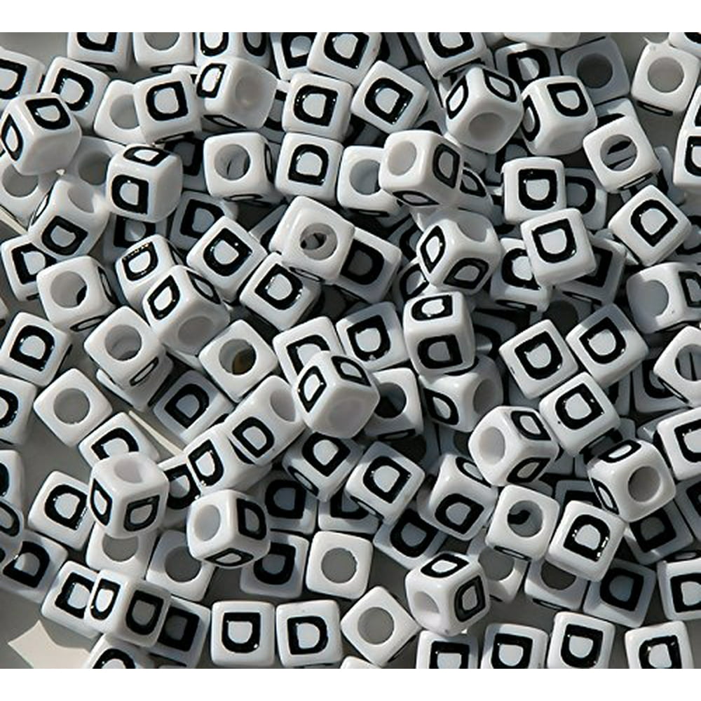 JOLLY STORE Crafts Letter "D" 7mm Cube Shape Alphabet Beads Walmart