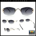 thumbnail image 2 of Luxury Rimless OG Fancy Narrow Oval Metal Rim Hustler Fashion Sunglasses Gold - Smoke, 2 of 7