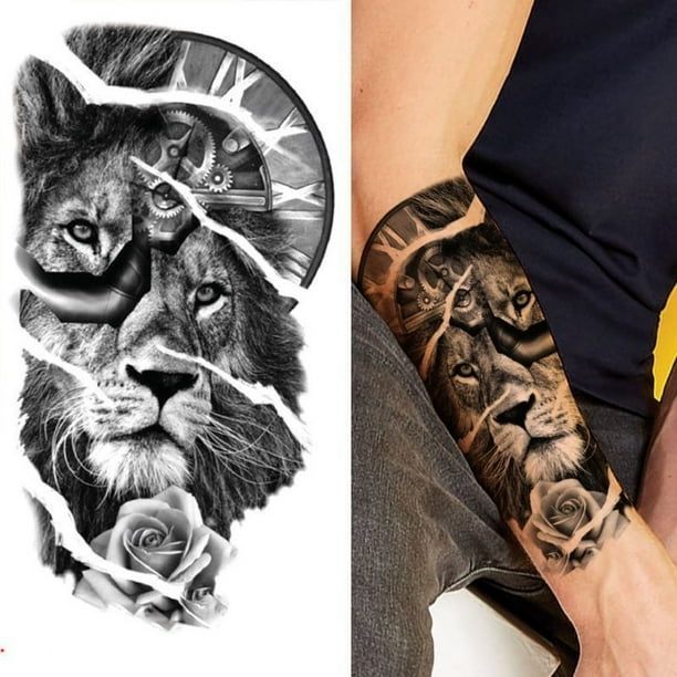 Tatuaje Temporal Impermeable Hombres Mujeres Falso Pegatina Lobo León Tigre