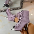 thumbnail image 5 of Heeled Sandals for Women Open Toe Mesh Lace up Ankle Boots Elegant Stiletto Heels Wedding Party Dress Shoes Purple Size 6, 5 of 8
