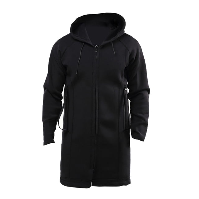 Impermeable Hombres Chaqueta de lluvia Cremallera Abrigo largo Windcheater Chubasquero con capucha larga METRO Yuyangstore Chaqueta impermeable para hombre