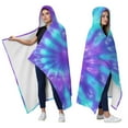thumbnail image 2 of Wearable Blanket,Purple Blue Tie Dye Pattern Hooded Wearable Flannel Blanket for Adults & Teens,Winter Poncho Shawl Wrap Cape Cozy Anti-Pill,60"x80", 2 of 5