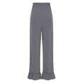 thumbnail image 6 of Stephy Womens Wide Leg Pants Drawstring Elastic High Waisted Ruffle Hem Palazzo Pants with Pockets, Gray, XL, 6 of 9